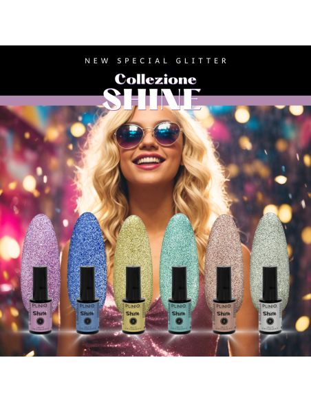 Kit Smalto Semipermanente Collezione SHINE - 6 colori Glitter in formato 7,2g
